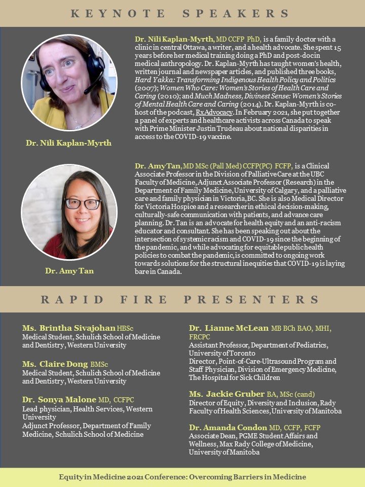 EquityinMed's tweet photo. BREAKING! We are very pleased to announce our incredible keynote speakers for our inaugural conference: “Overcoming Barriers in Medicine”: @ImogenRCoePhD @MsJessMonk @nilikm &amp; @AmyTanMD along with our rapid fire 🔥 🔥 presenters!!! https://t.co/zKcTBWj2ao