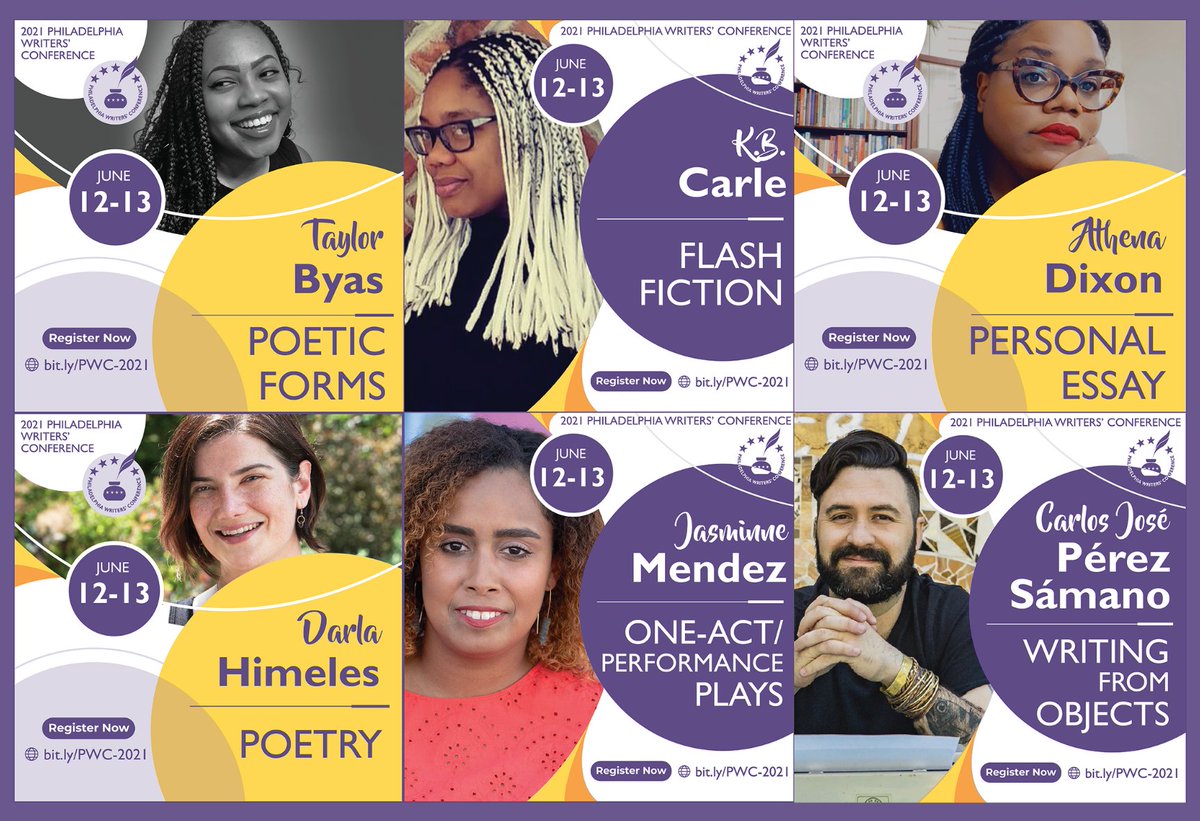PhilaWritersCon's tweet image. We've got some great workshops lined for this year's conference, coming to you (virtually) on June 12 & 13! Check out our full lineup at bit.ly/PWC-2021 and register at pwc2021.brownpapertickets.com. #PWC2021