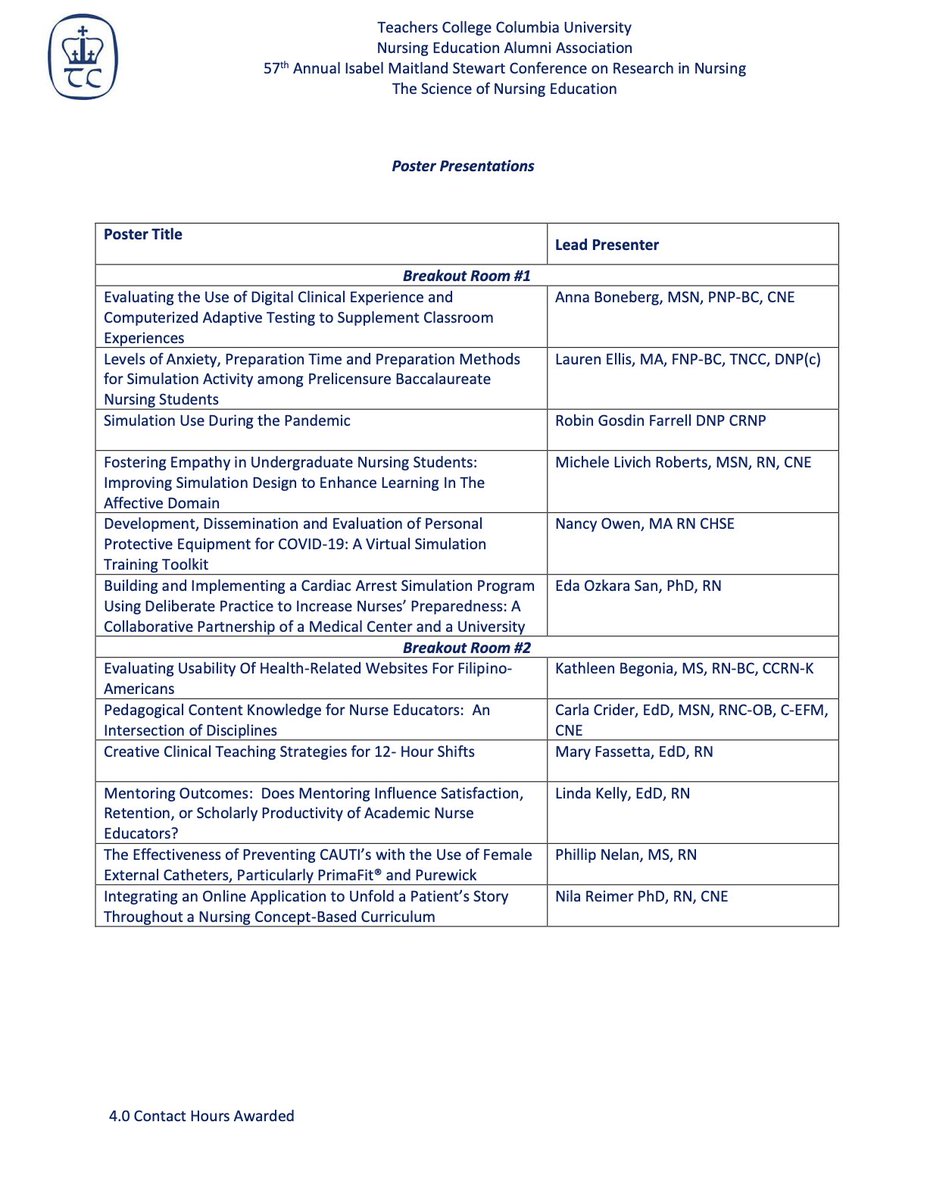 So excited about the 57th Isabel Stewart Conference in Nursing Research! Speakers: #DrMarilynOermann , #DrTheresaValiga , #DrTresaKaur , #DrRobertKerner
plus 12 diverse #posterpresentations !
#ScienceofNursingEducation
#OnlineLearning
#NursingSimulation