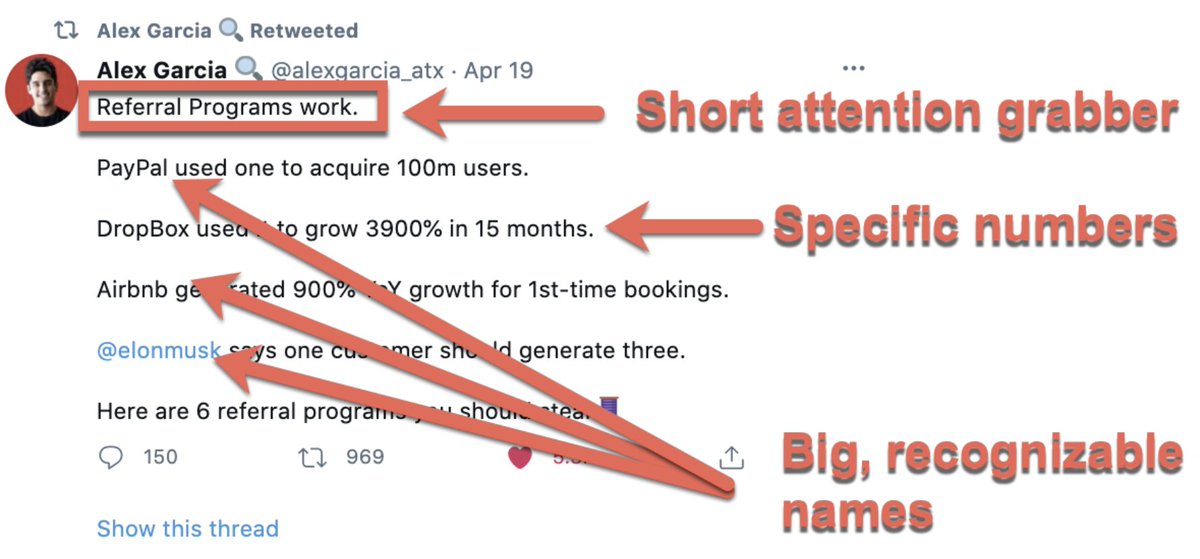 3. First tweet is everythingThink of your first tweet as the above-the-fold on your site.People are scanners. If it's not appealing when they scan -- they will move on.Your entire goal should be to get the reader to the next tweet.