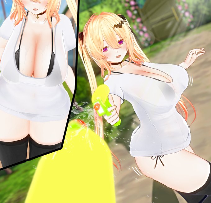 #ゴールデンウィークなので金髪の画像を貼る
#COM3D2 
濡れ透けステラちゃん💦 