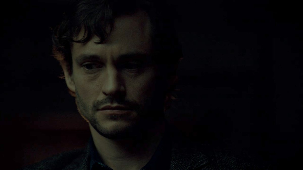 doesn’t have to maintain eye contact with Will, who very clearly avoids it himself in this scene which is unusual for them at this stage. Hannibal cannot bear to look into Will’s eyes and see his betrayal; and for Will to look into his and see just how hurt he is by Will's +