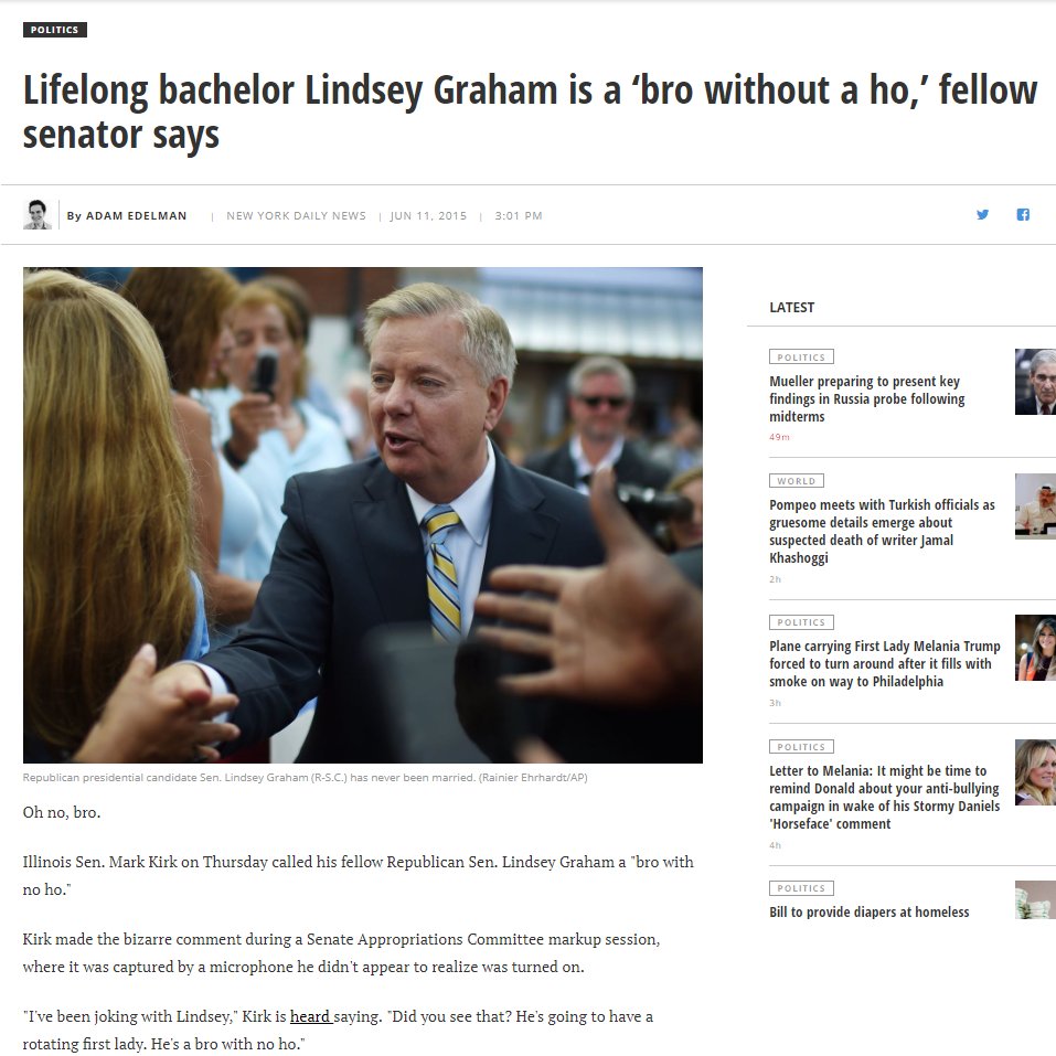 Incel of the day #5 - Lindsey GrahamLindsey is a United States senator known for sending chads to die in foreign wars. He has never had a gf, been kissed, hugged, or held hands with a girl. If elected president, he has said that his imouto would "play the role" of First Lady.