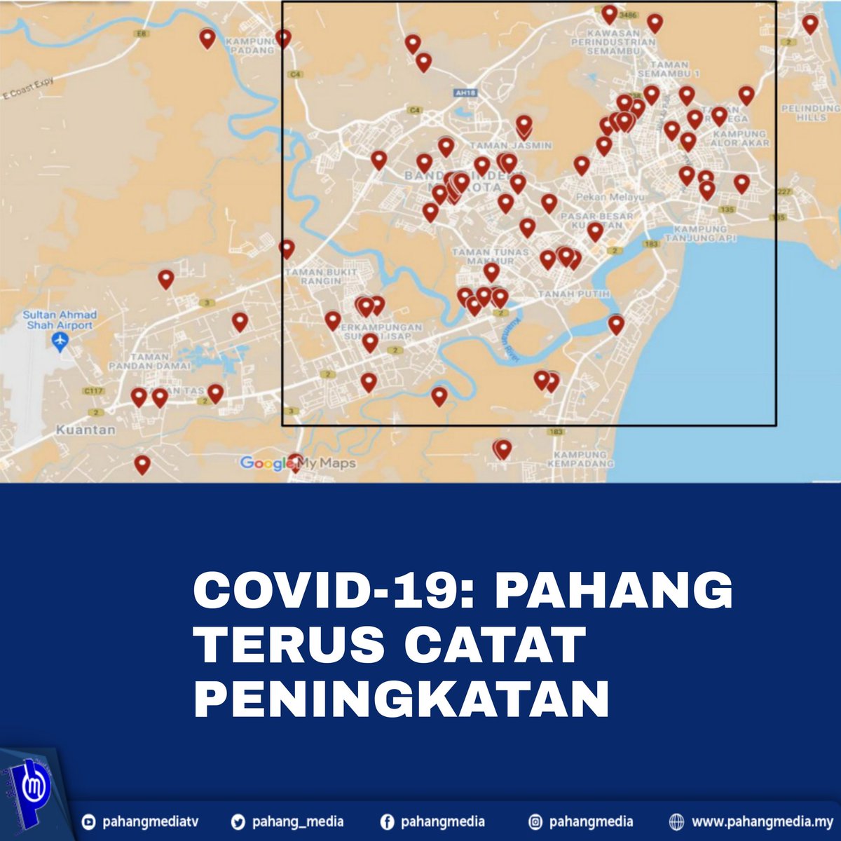 KUANTAN, 6 MEI 2021: Negeri Pahang terus mencatatkan kenaikan kes COVID-19 dengan 433 kes aktif serta tiga daerah dikategori sebagai zon merah termasuk Kuantan yang masih tidak menunjukkan penurunan, sehingga semalam. pahangmedia.my/covid-19-pahan…