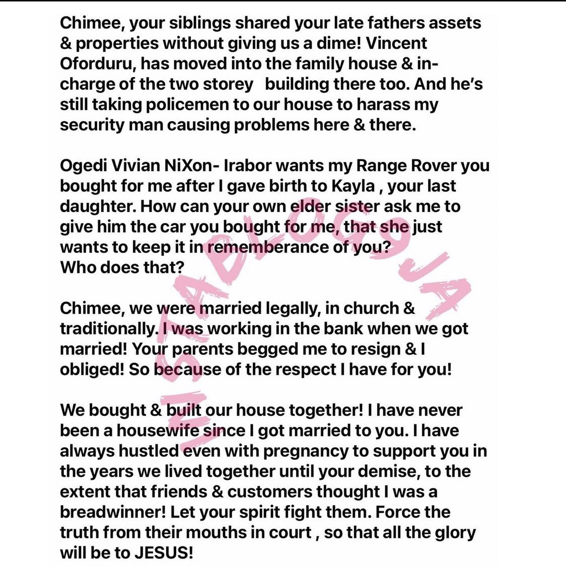 Lady narrates her sad experiences with her late husband’s family.