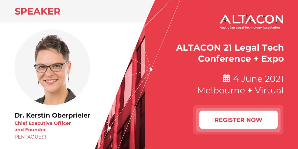 Delighted to confirm that the brilliant @kerstinoberprie is speaking at ALTACON21 in-person + virtual #LegalTech Expo! Check out the program schedule: altacon.com.au/altacon-21-sch…

<a href="/JUebergang/">Julian Uebergang</a> <a href="/torodigitalAU/">Paul Evans</a> <a href="/karenfinchLY/">Karen Finch</a>