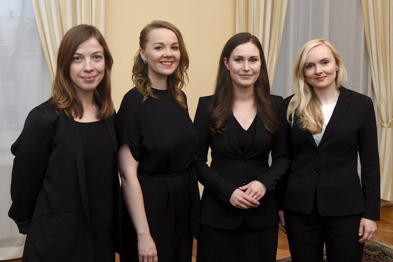 THE LARGELY #YOUNG AND #female #CABINET of Finland's new government met in Helsinki,
PM @sannamarin youngest #PrimeMinister in the #World. Joining her cabinet @liandersson  the Minister of Education, Minister of Finance @KatriKulmuni, and Minister of the Interior Maria Ohisalo. https://t.co/7aXLZ6oKaK