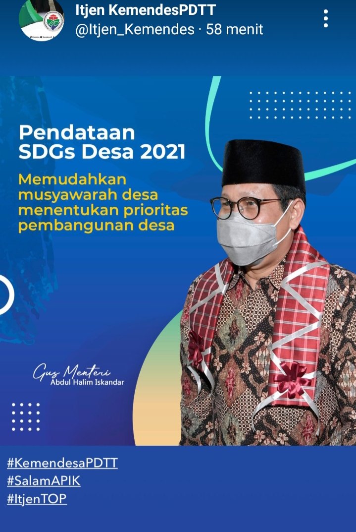 JuliadiAlek's tweet photo. Dengan adanya data SDGs tentu akan mempermudah dalam menentukan program prioritas Pembangunan Desa 
@jokowi 
#GusMenteri 
@halimiskandarnu 
@fachrilabalado 
@Brigade01Arwan1 
@yusradaridesa 
@SukoyoKasekpro 
@ChoirilAkbar6 
@kemendespdtt 
@zella0602
#TPPMuba
#TPPBHL https://t.co/nButs5GjdO