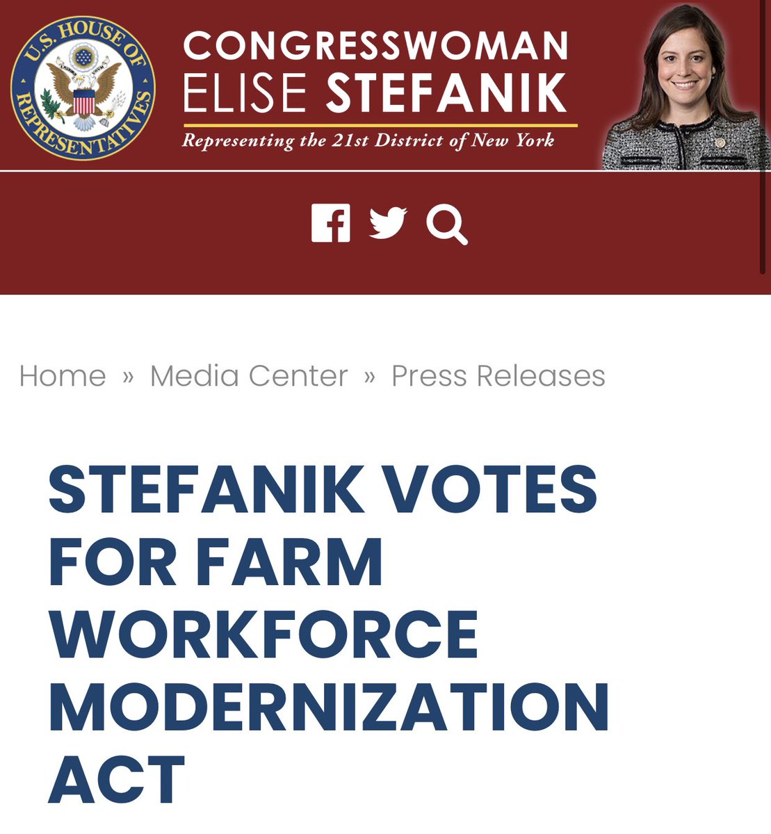Voted for amnesty for farm workers  https://stefanik.house.gov/media-center/press-releases/stefanik-signs-daca-discharge-petition