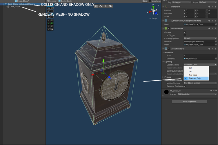 Oh, and before you ask- this is how you make a shadow caster in unity. Tis a bit obscured. In unreal it is a checkbox.