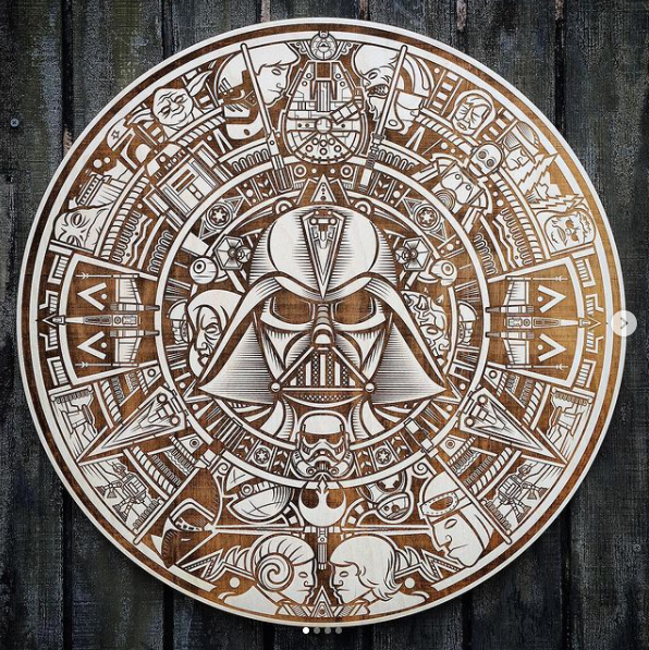 3lprof3's tweet photo. Couldn't leave this alone because it combines two of my favorite things for #RevengeoftheFifth - Mesoamerican anthropology and #StarWars. Custom laser etching by @2ndwndStudio (it was for one of his clients so, no, you can't buy a copy.) This work is superfluously good... https://t.co/lycznyA4Ds