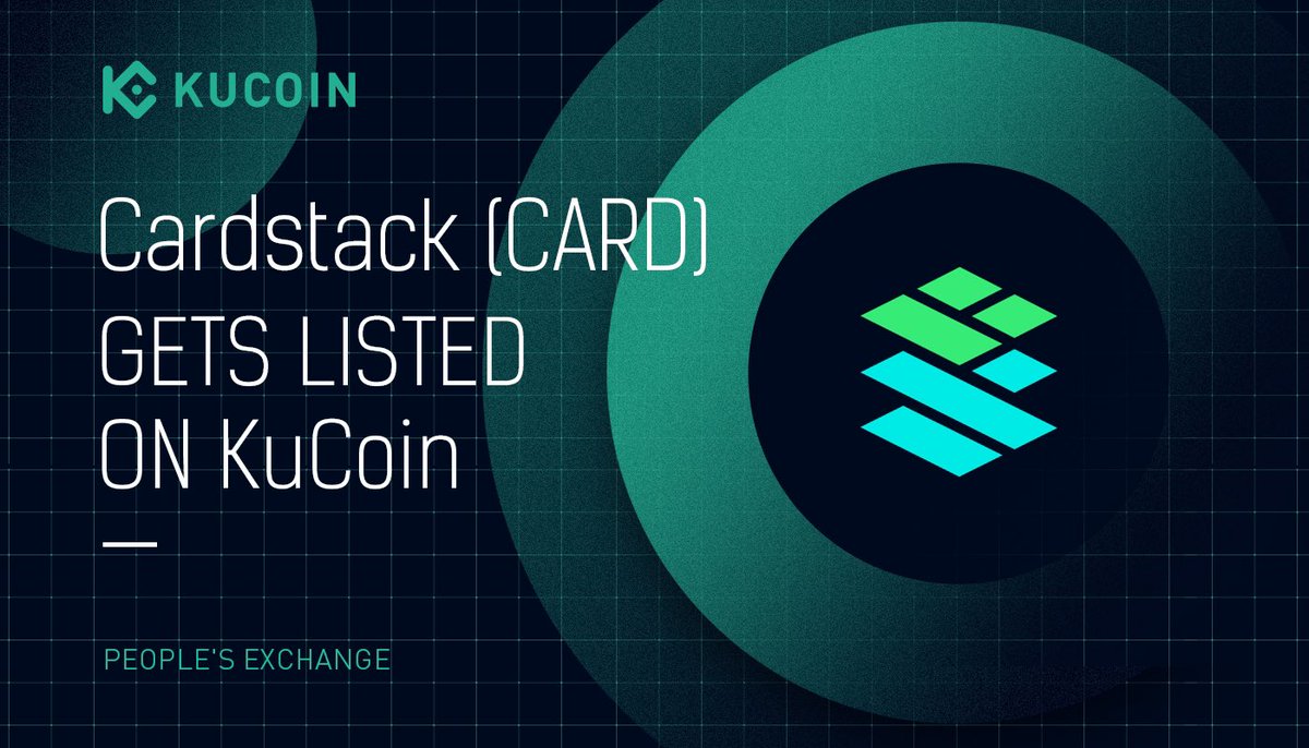 📢 NEW LISTING

<a href="/cardstack/">Cardstack</a> $CARD Gets Listed on #KuCoin!

🔹Supported pair: CARD/USDT
🔹Deposit: now open (supported network: ERC-20)
🔹Trading: 10:00 on May 6, 2021 (UTC)
🔹Withdrawal: 10:00 on May 7, 2021 (UTC)

Details: kucoin.com/news/en-card-g…