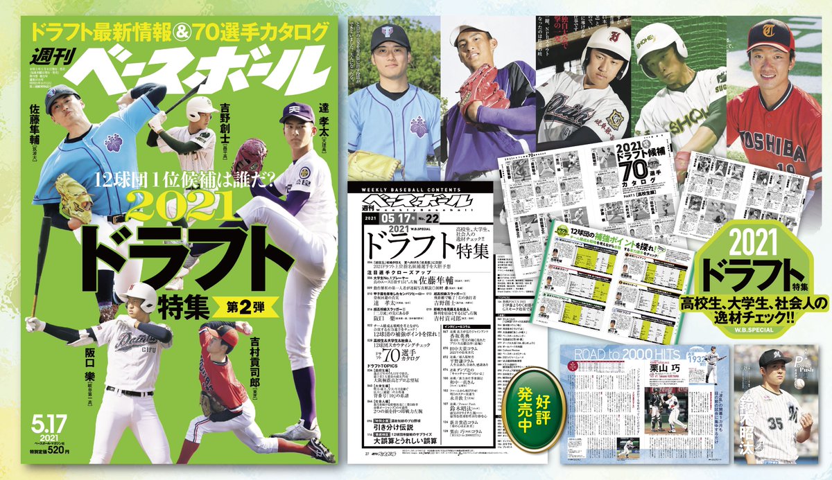 ベースボール マガジン社 販売部 Auf Twitter 本日発売 週刊ベースボール 5 17号は 21 ドラフト 特集 第2 弾 です 上位指名候補選手を大胆予想 注目選手クローズアップ 高校生 大学生 社会人ドラフト候補70選手カタログも見逃せない そのほか 鈴木昭 ベースボール マガジン社 販売部 Auf Twitter 本日発売 週刊ベースボール 5 17号は 21 ドラフト 特集 第2 弾 です 上位指名候補選手を大胆予想 注目選手クローズアップ 高校生 大学生 社会人ドラフト候補70選手カタログも見逃せない そのほか 鈴木昭