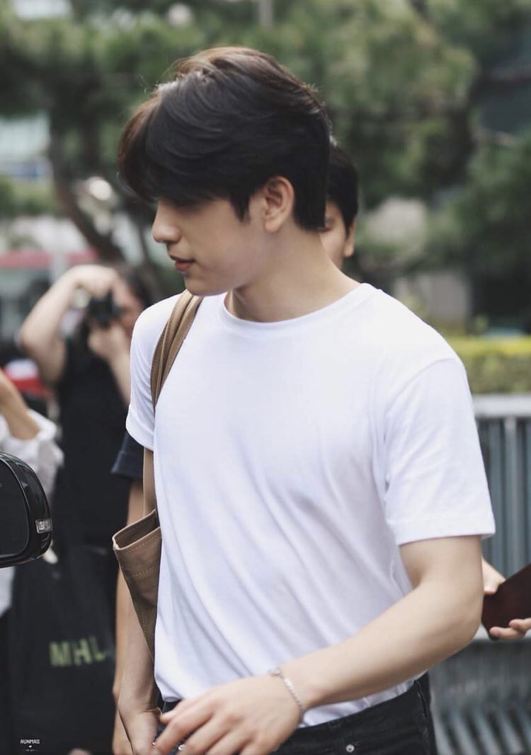 white tee and in motion