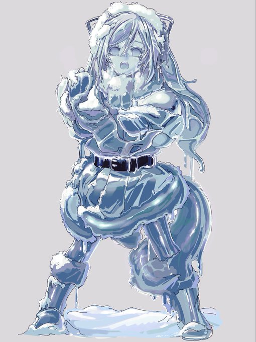光沢好きの知人と絵チャした時に描いてもらった凍結絵がかわいすぎて凄い。
(掲載許可もらいました)
#状態変化 #凍結 