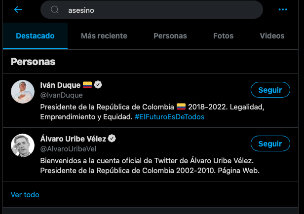 Filetechn's tweet image. Si buscas asesino en Twitter encontraras el presidente de Colombia y el ex presidente, esto no es debido a #Anonymous es debido a la tendencia y relación con esa palabra y estas dos personas. No compartas desinformación. 
#ColombiaEnDictadura #AnonymousColombia #CensuraColombia