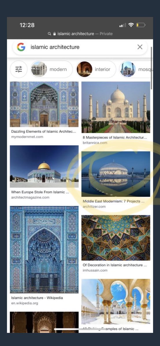 actually, no, not goodnight. let me just point out that OP actually didn’t post the first four photos but skipped over: taj mahal (too normie) dome of the rock (politics) and, an example of an interesting contemporary Islamic building!