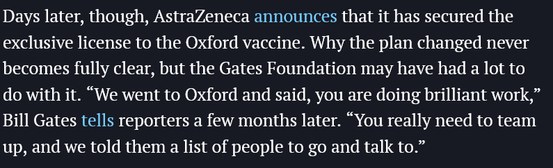 It was born out of how the global pharma industry is stacked in favour of big corporations. The Oxford vaccine's inventors, at first, wanted to make their vaccine non-exclusive—a potential boon for India, which has dozens of vaccine plants. But then the plan changed: [3]