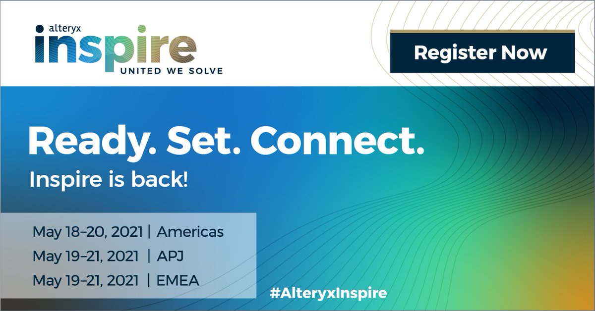 You do not want to miss #AlteryxInspire this year! Join us for a multi-day virtual experience where the global analytics community will come together and celebrate business breakthroughs. ow.ly/t4YP50EDls2 #AutomatedAnalytics #DataScience