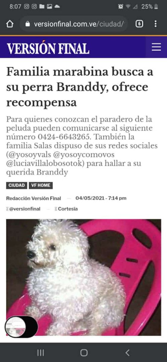 La estamos buscando en Maracaibo