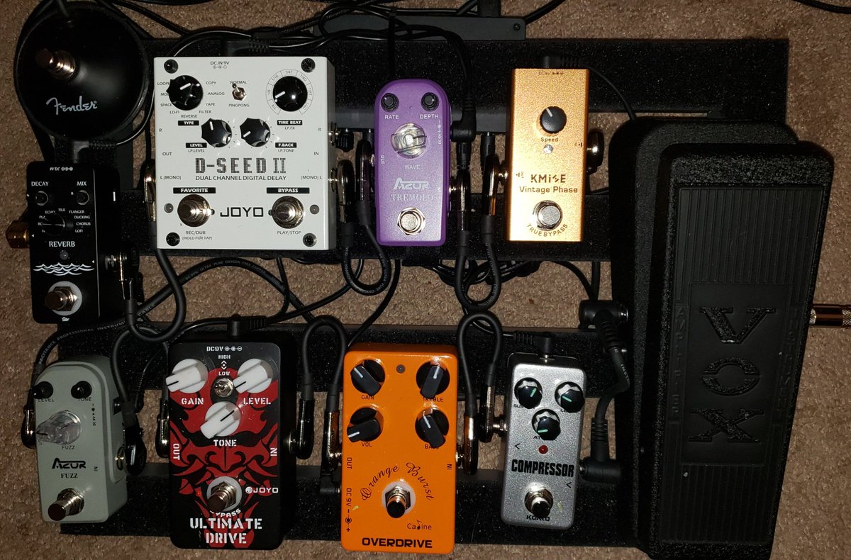 JRS4Music's tweet photo. For 20+ years the only pedals I used were occasionally a wah &amp; Tube Screamer. With the influx of cheap &amp; surprisingly capable pedals the past few years my curiosity led me to my 1st pedalboard. Big ups to @jhspedals Josh Scott &amp;  @thepedalmovie; I've learned so much. https://t.co/6Va1eX7lAo