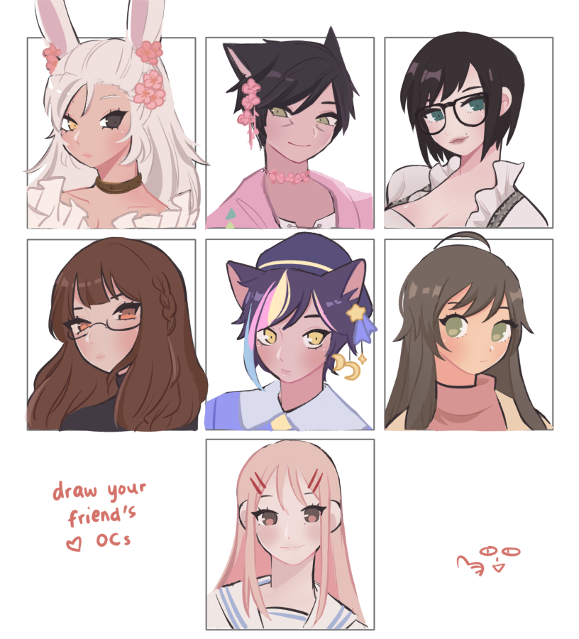 did the draw your friend's ocs thing a while back! it was fun to take a break with these doodles