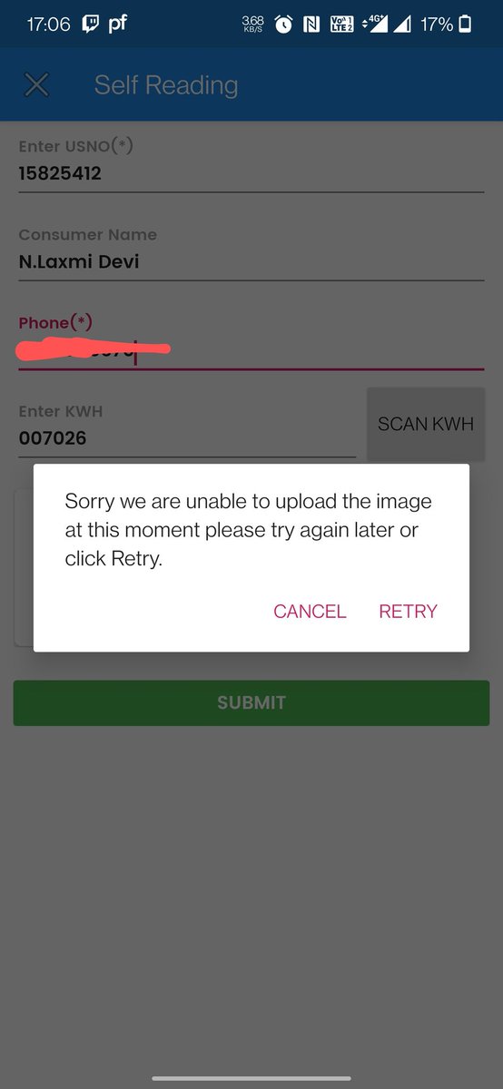 himamsh_k's tweet photo. When We are requested to submit Electricity Metre Reading manually through android application, you need to check application integration properly before launching into public. 
@TSNPDCLORGANIZA @TelanganaCMO @KTRTRS https://t.co/9HXSzxB5iy