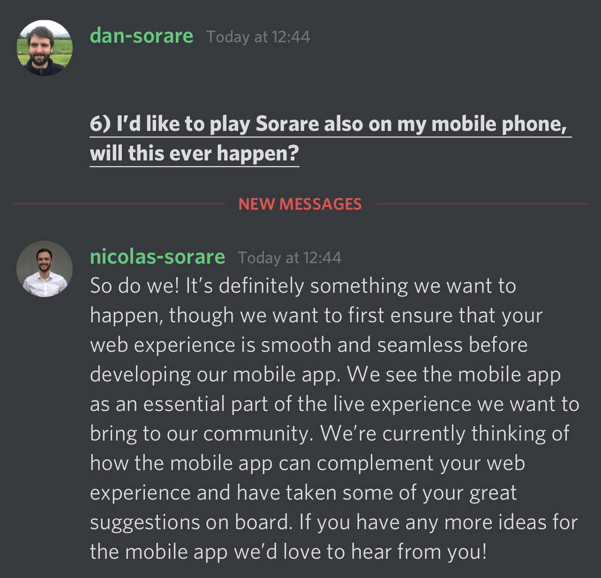 Question 6 & Response (Mobile App)