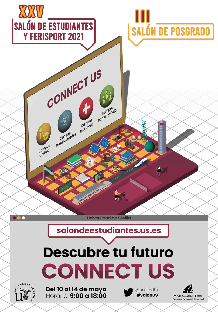 FceyeUs's tweet photo. No te pierdas el estand de @FceyeUs del XXV Salón de Estudiantes y Ferisport y el III Salón de Posgrado de @unisevilla. “Descubre tu futuro. CONNECT US”. Del 10 al 13 de mayo, titulaciones de Grado. Día 14, Posgrado. https://t.co/g16myo6Ui7
#SalonUS #EmprendeTuFuturo #FCEyE https://t.co/SL8MIP3MaW