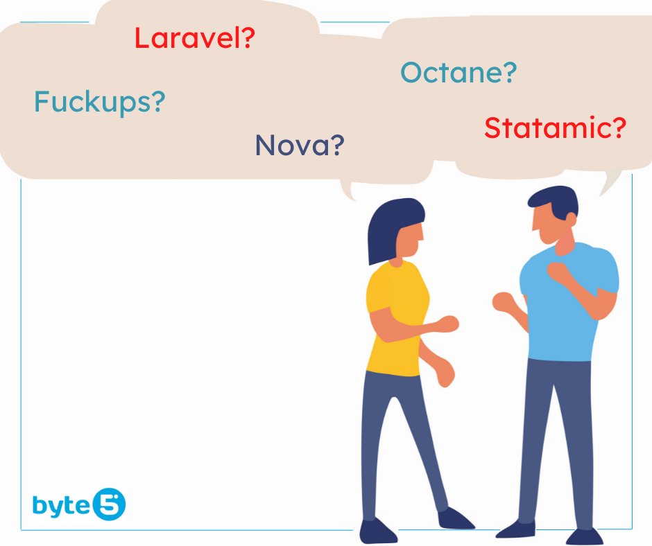 byte5's tweet image. Heute Abend noch nichts vor? 👀
Kommt zum 13. #LaravelMeetupGermany! Heute geht&apos;s um Performance-Steigerung mit #LaravelOctane und wie ihr mit #Statamic und #LaravelNova Kunden glücklich macht.
Klingt spannend? Hier geht’s zur Anmeldung: bit.ly/32NFUjh 
Bis später👋