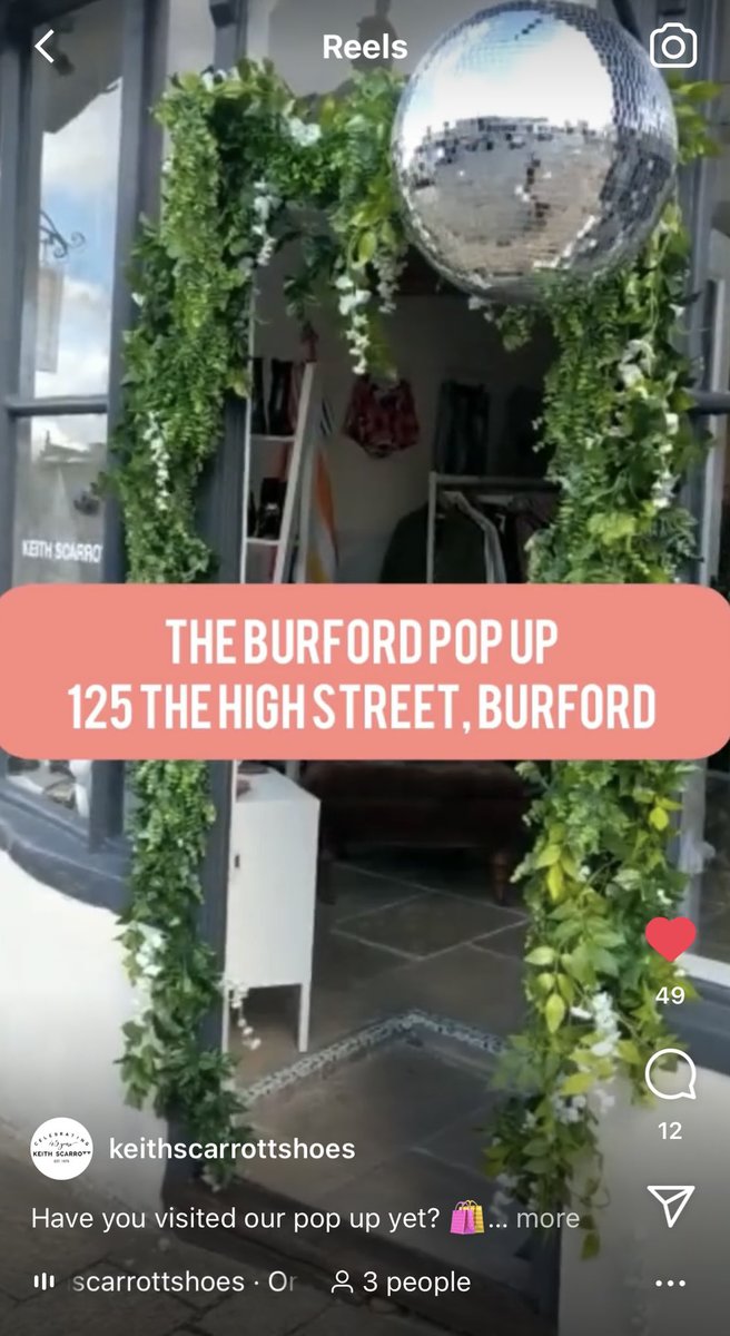 Maybe* (@maybetech) on Twitter photo Inspiration alert!! We’re loving this reel from <a href="/KeithScarrott/">Keith Scarrott Shoes</a>, showcasing their #Burford pop-up shop 🤩🤩 Eye-catching, informative and sooo very tempting. See you there ;) instagram.com/reel/COf5DvQpi…
#reels #socialmediatips <a href="/moreBurford/">Burford VIC</a> <a href="/rockthecotswold/">Rock the Cotswolds</a> <a href="/CotswoldDC/">Cotswold District Council</a> <a href="/cotswoldlife/">Cotswold Life</a> Inspiration alert!! We’re loving this reel from <a href="/KeithScarrott/">Keith Scarrott Shoes</a>, showcasing their #Burford pop-up shop 🤩🤩 Eye-catching, informative and sooo very tempting. See you there ;) instagram.com/reel/COf5DvQpi…
#reels #socialmediatips <a href="/moreBurford/">Burford VIC</a> <a href="/rockthecotswold/">Rock the Cotswolds</a> <a href="/CotswoldDC/">Cotswold District Council</a> <a href="/cotswoldlife/">Cotswold Life</a>