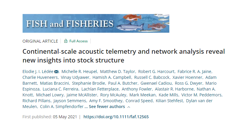 Lachlan Fetterplace (@fiskeforbrains) on Twitter photo Hot off the press: Great paper by <a href="/elodie_ledee/">Elodie Lédée</a>, who wrangled a cast of thousands🙌 & tracking data from 14 species of 🐟 & 🦈!
Another demonstration of why collaborative tracking networks like <a href="/IMOSAnimalTrack/">IMOS Animal Tracking</a> are so beneficial. onlinelibrary.wiley.com/doi/full/10.11… Hot off the press: Great paper by <a href="/elodie_ledee/">Elodie Lédée</a>, who wrangled a cast of thousands🙌 & tracking data from 14 species of 🐟 & 🦈!
Another demonstration of why collaborative tracking networks like <a href="/IMOSAnimalTrack/">IMOS Animal Tracking</a> are so beneficial. onlinelibrary.wiley.com/doi/full/10.11…