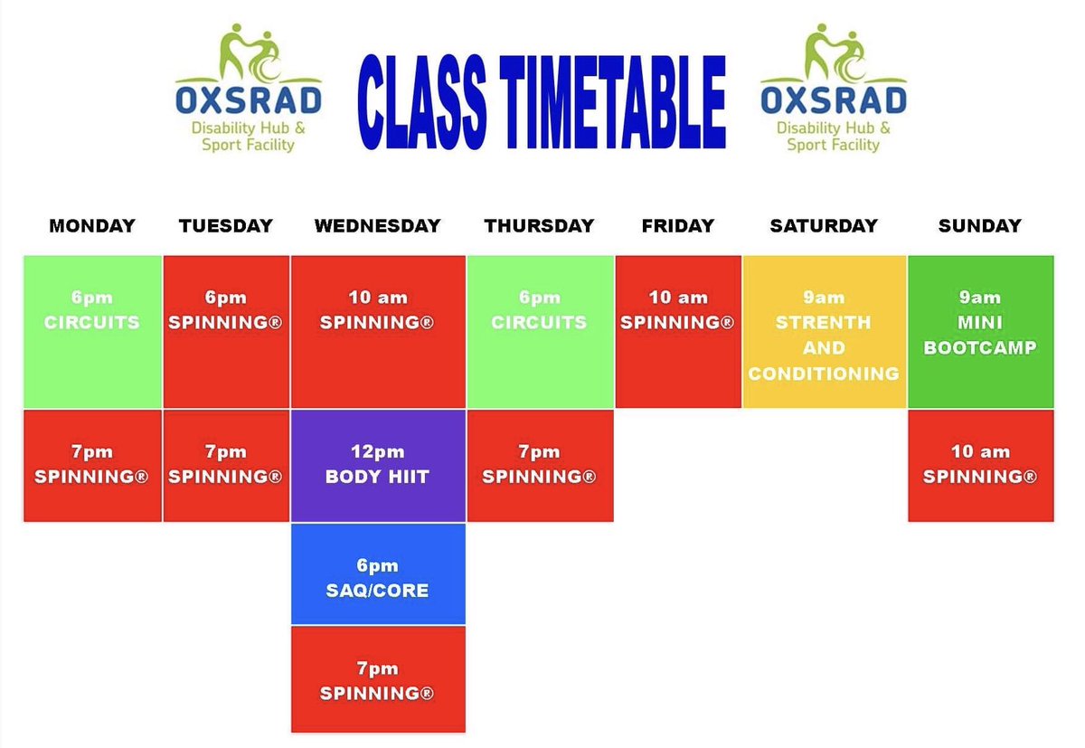 DON’T MISS OUT! 

Spaces are going fast for next weeks classes, with the new timetable coming into effect from Monday. 

To book head over to oxsrad.org/booking or call us on 01865 741336
#Oxford #fitness #FitnessMotivation #Spinning #circuits #exercise #classes