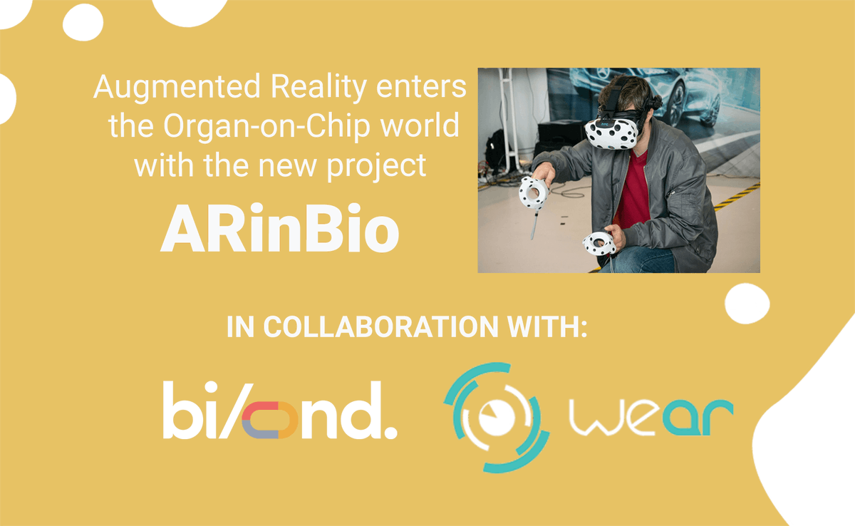 GOBIOND's tweet photo. Check out the interview with @NikolasGaio and Emanuele Borasio, CEO &amp; founder of weAR S.r.l where they talked about the ARinBio project.

A collaboration aiming to develop an Augmented Reality solution for Bi/ond's Organ-on-Chip system funded by DIGIBCUBE.
https://t.co/dSW9gC6XVT https://t.co/GhhE2RDP5u