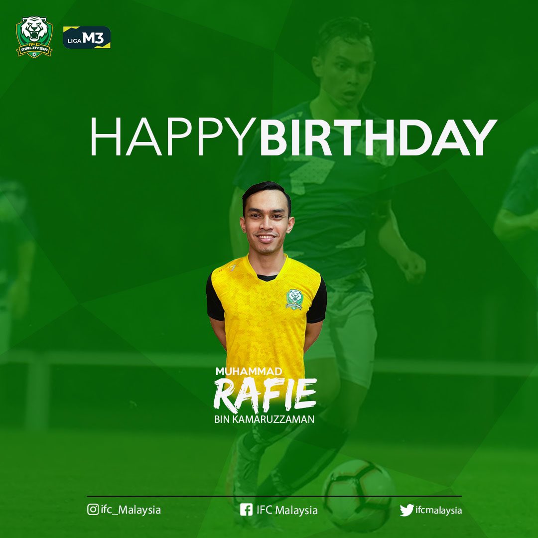 SELAMAT HARI LAHIR

IFC Malaysia ingin mengucapkan selamat hari lahir kepada pemain IFC Malaysia Muhammad Rafie Bin Kamaruzzaman. Semoga panjang umur dan dimurahkan rezeki. 

MIGHTY TIGERS
#wewontquitwetryharder