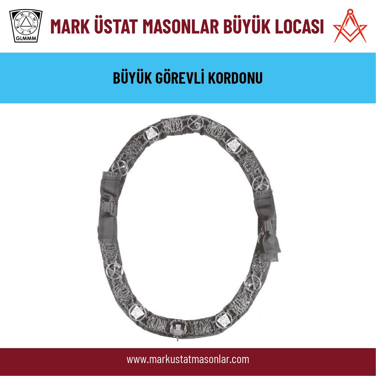 MarkUstatMason's tweet image. BÜYÜK GÖREVLİ KORDONU
Mark Üstat Masonlar Büyük Locası&apos;nda görev yapan kardeşlerin ünvanlarını, protokoldeki yerlerini, selamlama usülünü ve kuşandıkları regalya, kordon ve bijuları tanıtmaya devam ediyoruz.
#MarkÜstatMasonlar
#ProgresifMasonluk
#ProgresifNizamlar
#Hürmasonlar