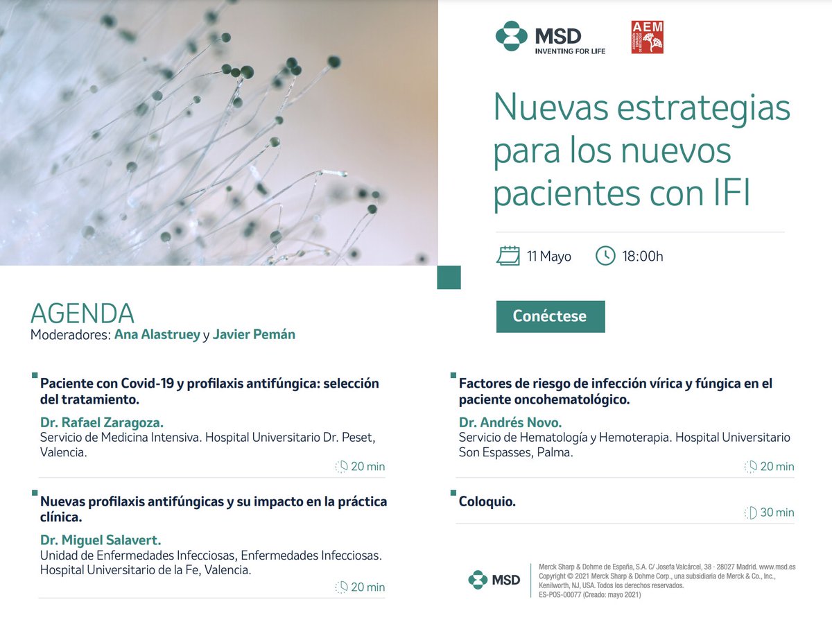 👉👉 Webinar Nuevas estrategias para los nuevos pacientes con IFI Mayo 2021 aemicol.com/webinar-nuevas… #IFI #AEM #Covid19 #webinar