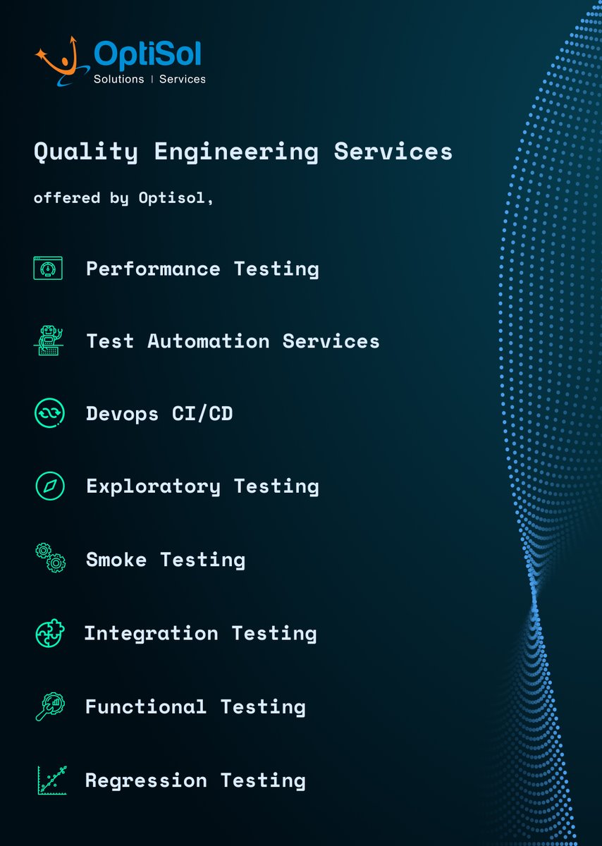 OptiSol's tweet photo. We are happy, proud, and amazed to launch a new service line QES - Quality Engineering Services
visit - https://t.co/GVF7ujvEfF
#Softwaretesting #testing #Services #USA #UK #Australia #automationtesting #smoketesting #DevOps  #tech #technology https://t.co/ExdpZACSoa