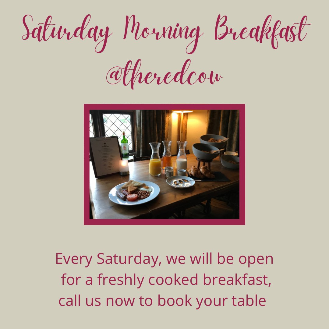 Have you booked your breakfast for Saturday before the heavy rain coming ☔️

Call us now 01763 838 792 or email us at tables@theredcow.com
