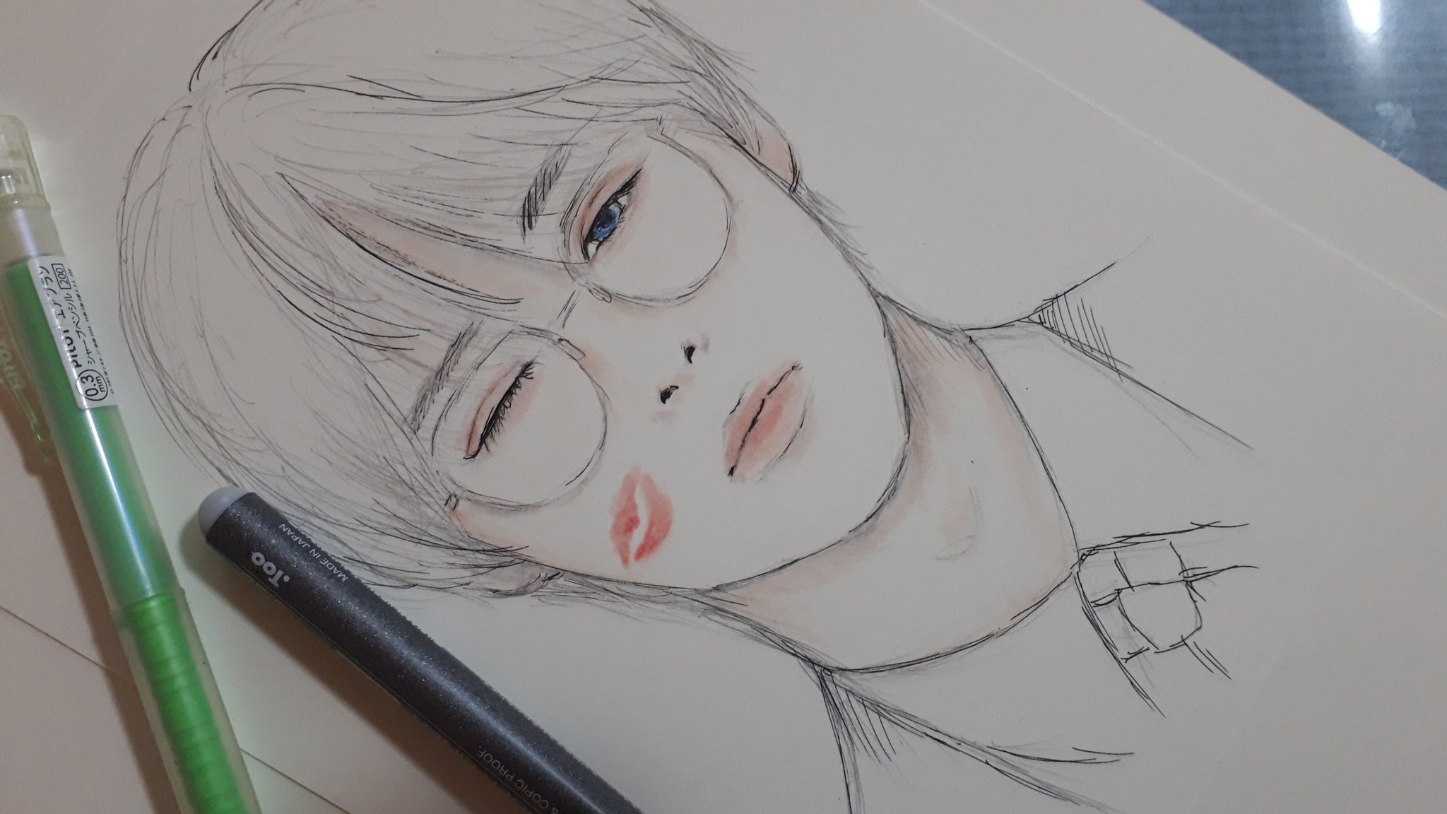 あおの と申します 私は今まで生きてきてウインクをする機会がありません ウインク 絵描きさんと繋がりたい イラスト好きさんと繋がりたい イケメン 男の子イラスト ペン画 T Co Sp68niikie Twitter