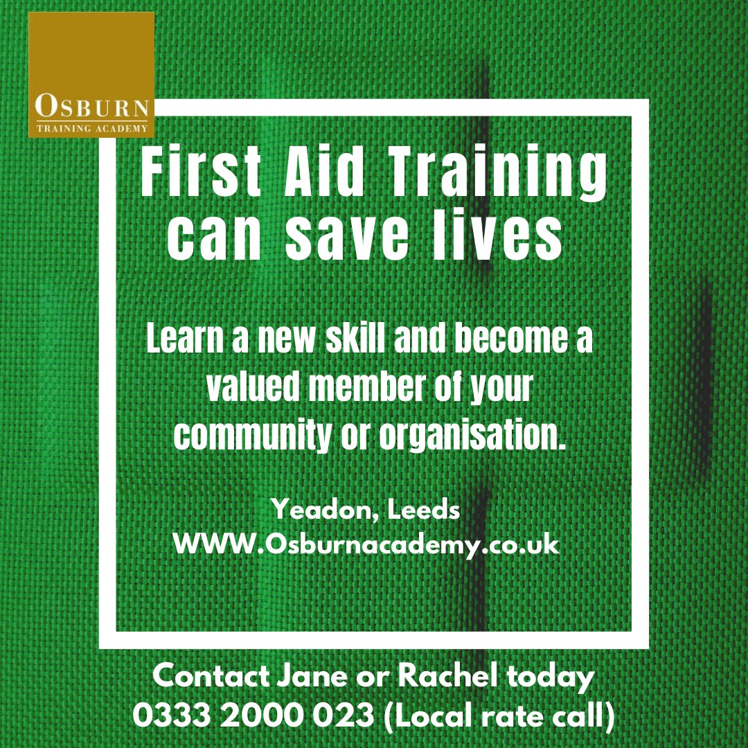 Let us teach you First Aid, Join us at our Yeadon academy or let us come to you, fun and equipment provided.

Osburn Academy of Health & Social Care - bit.ly/3nrAhiI #Communityfirstaid #trainingprovider #leeds #Yeadon #otley #horseforth #guiseley