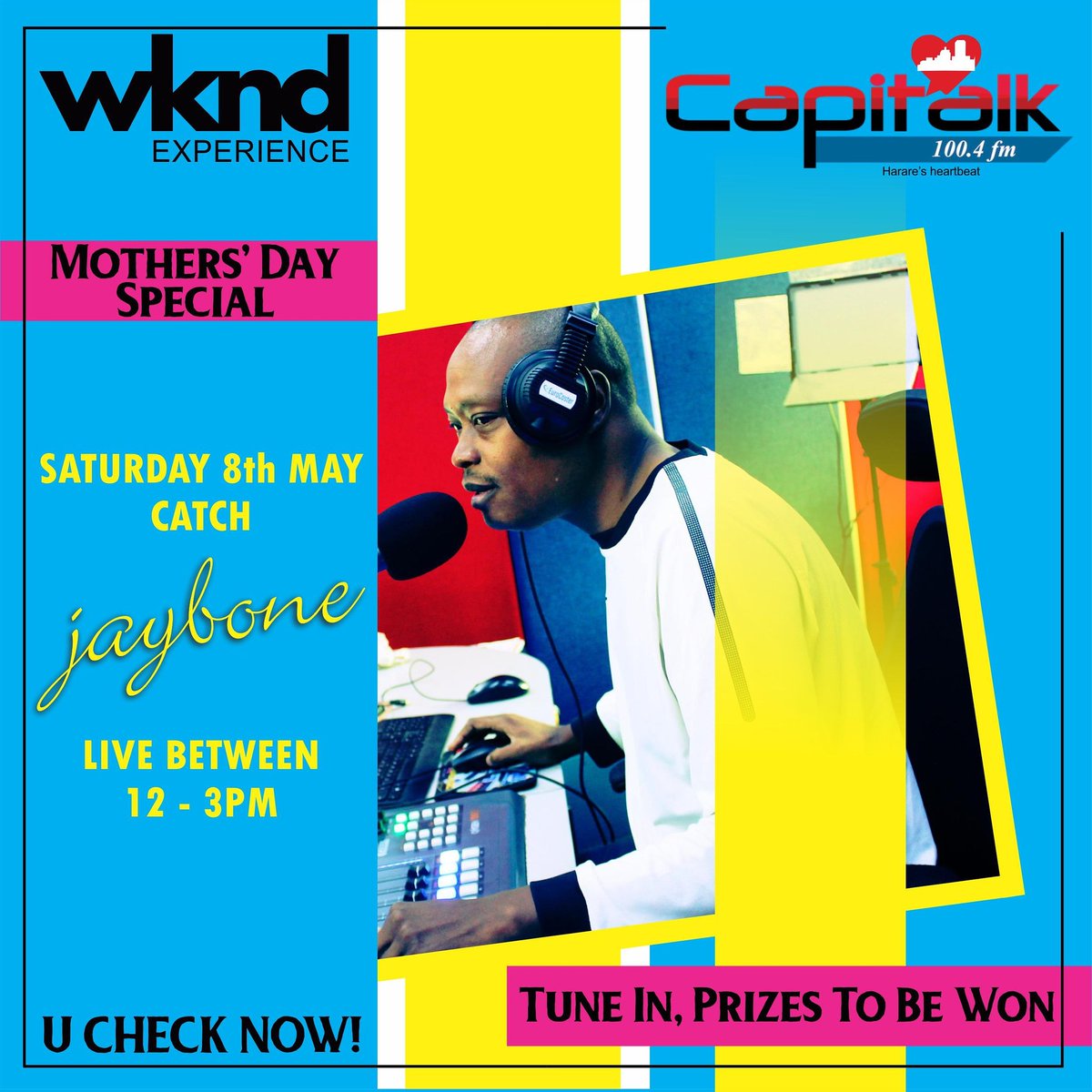 Jaybonemovip's tweet photo. Tune in this Saturday & catch Jaybone on @capitalkfm 100.4 as we host a special mothers day show, where we will be giving away a few prizes. If u r outside Harare you can use the following platform:
https://t.co/FXgk7GNKlA - sign up
#capitalk
#MothersDay #jaybone #saturdays https://t.co/EmQbPgvpKg