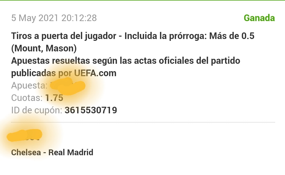 Rob7_oficial's tweet image. Del Carrusel de apuestas de ayer aquí están los resultados ✅✅✅

Se falló el tiro a puerta de Vinicius y la falta de Thiago Silva ❌❌❌

Lo importante que se salió con buenos beneficios, sobretodo la buena cuota de Eden Hazard a 2&apos;20 ✅💶.

#apuestasdeportivas #UCL #Rob7