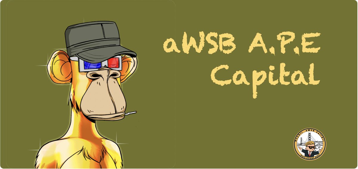 aWSBclub's tweet photo. 🥳aWSB A.P.E Capital is founded! Can you believe it,  within only 24 hours, a handsome amount of ETH has been raised? Thanks to our passionate club members, aka art lovers🎨The Capital’s mission is to contribute #NFT’s ecosystem, starting from the adorable Bored Apes @BoredApeYC https://t.co/R4NQbYpULl