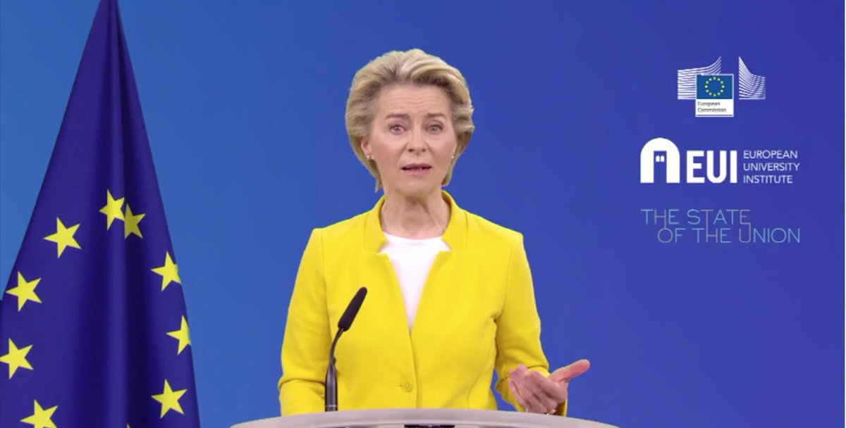 President  @VonDerLeyen: "We all heard the nagging questions, especially in the first month of this pandemic, 'Aren't nation states better equipped to fight this crisis? Isn't our union of 27 too slow to react?'""But Europe has proven these claims wrong."