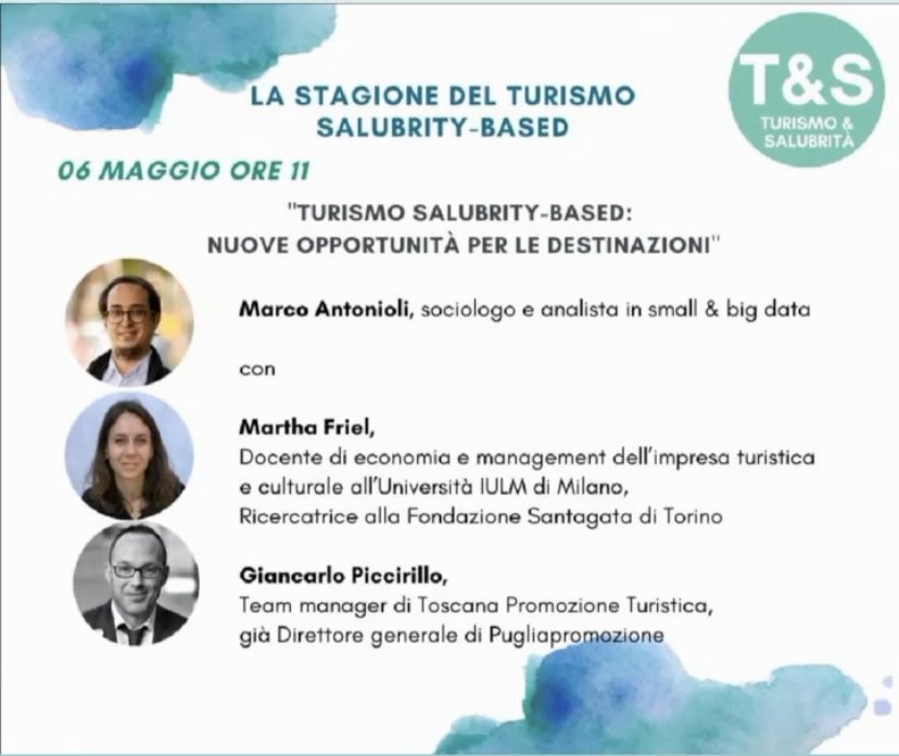Siamo in diretta su YouTube 
Con
“Turismo Salubrity-based: nuove opportunità per le destinazioni”

youtube.com/watch?v=DASvWj…