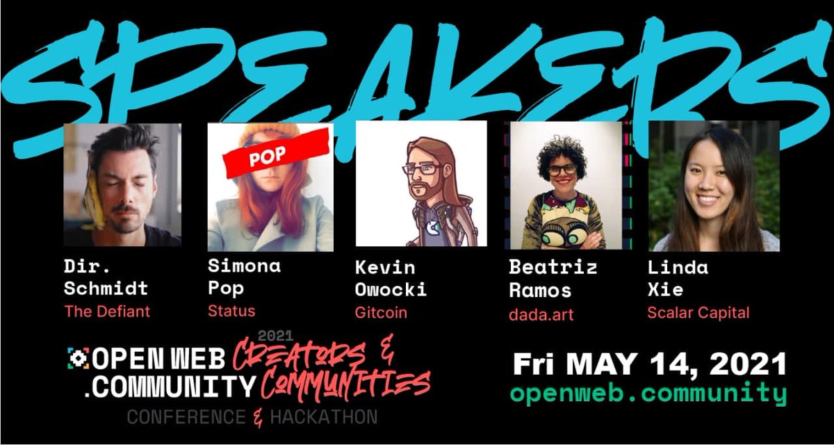 NEARProtocol's tweet photo. Join us  Fri, May 14th - Sun, June 6th for The Open Web Community Conference + Hackathon, co-organized by #NEAR, @Createbase1, @gitcoin, @Metagov_project, and @DystopiaLabs. 
Amazing lineup of speakers so come #BUIDL with us! https://t.co/4Pzfk3OTKL
#HackingisNEAR https://t.co/zT7Tbi3y6d