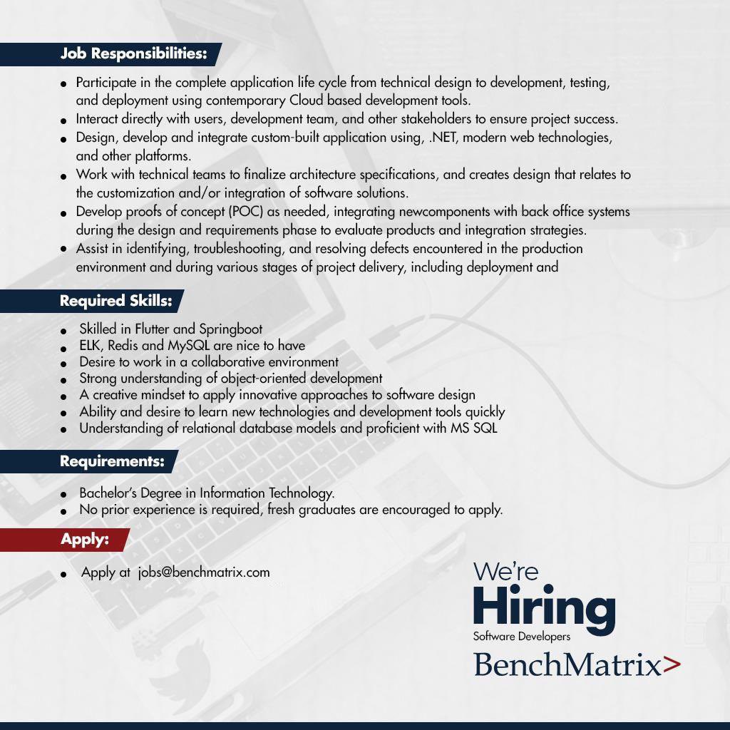 BenchMatrix_'s tweet image. We Are Hiring!
Software Developers | BenchMatrix is looking for competent and motivated Software Developers.
to apply visit: Benchmatrix.com/careers
#Hiring #BenchMatrix #softwaredevelopers