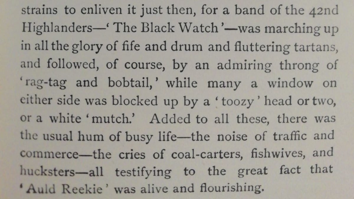 #AuldReekieRetold What better evocation of life on the High Street than this sensory passage from Jock Halliday?! One of our own @museumlyn finds!
#ForeverEdinburgh #LocalAndCommunityHistoryMonth