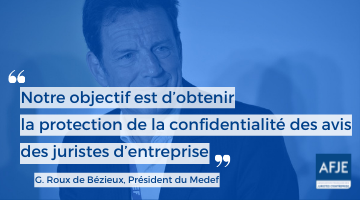 AfjeAfje's tweet photo. Alors que la place du droit ds l’entreprise n’a jms été si fondamentale et la confidentialité des avis des JE au centre des discussions, @GeoffroyRDB, pdt du @medef s'adresse aux juristes d'entreprise ds un itw à l'AFJE.
https://t.co/EeMS9qakUp
#Entreprise #Compétitivité #Droit https://t.co/Yw6m8b5GQa
